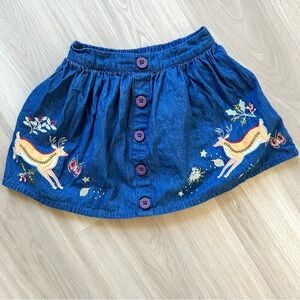 Mini Boden 3-4 Prancing Deer Skirt Blue